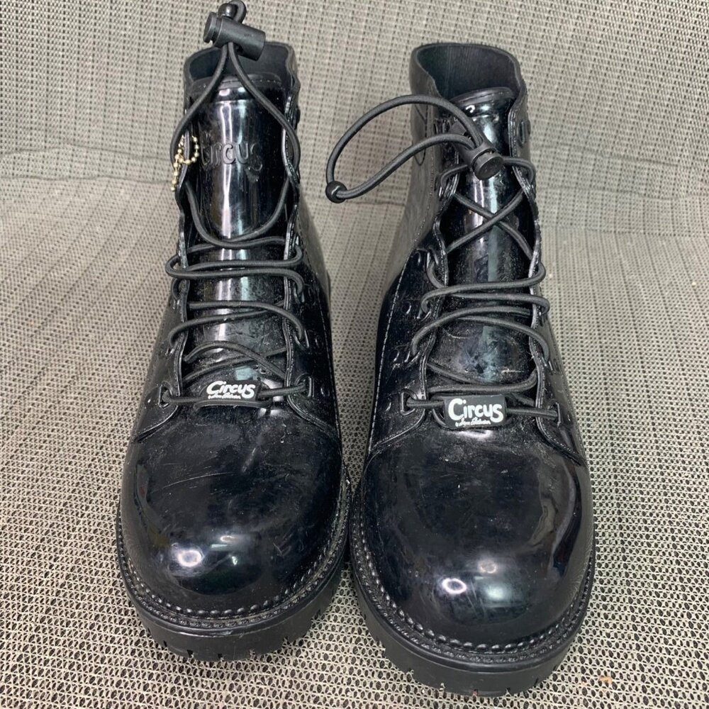 Circus By Sam Edelman Womens Size 9 Black Patent Combat Boots - Picture 2 of 8